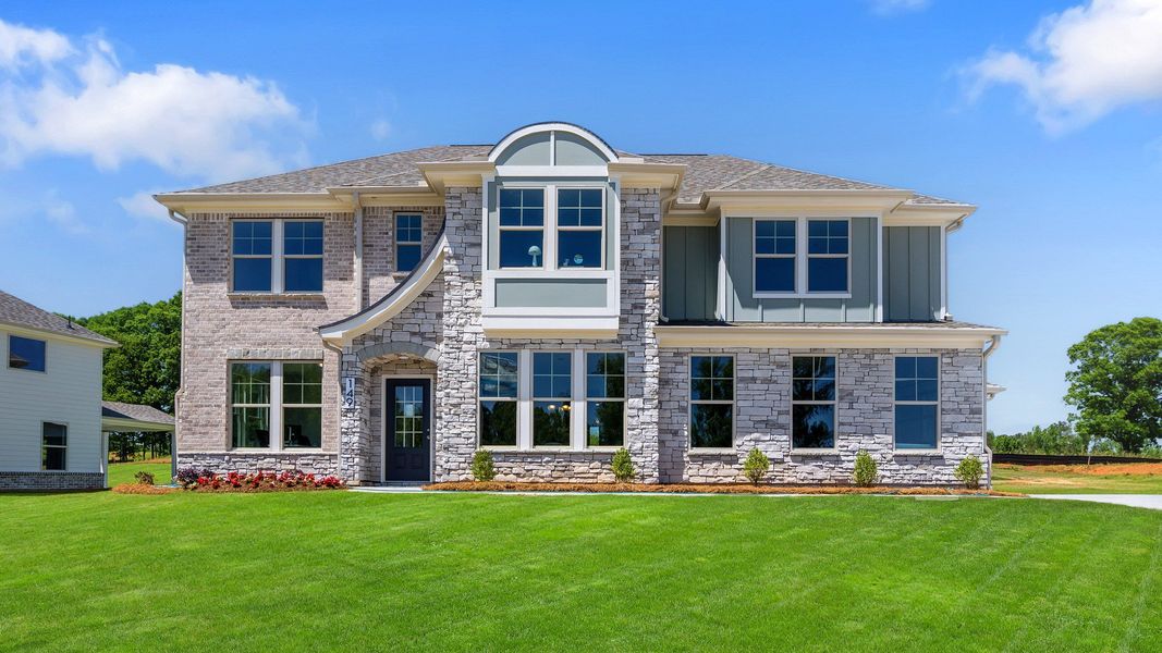 Representative exterior photo of a completed home built from the Stonefield - Side Entry by DRB Homes in Brighton, Locust Grove, GA (Image 22).