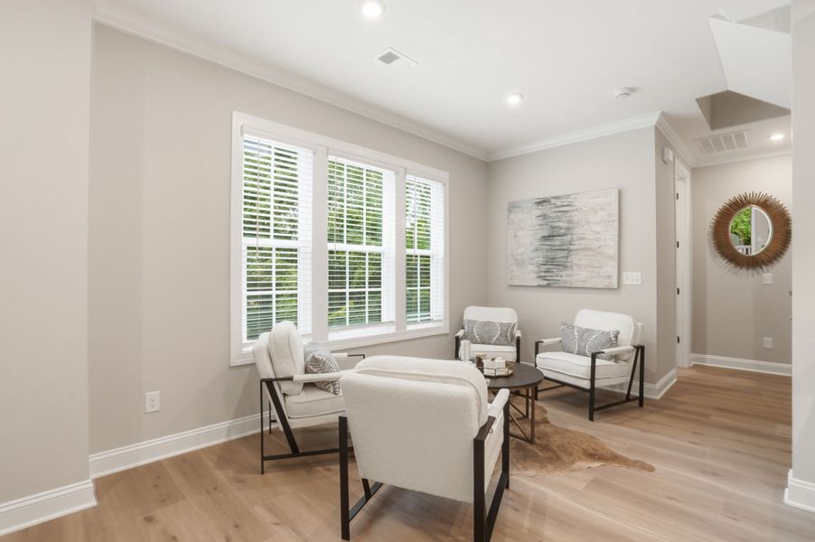 Furnished interior view inside a new home in The Townes at Wade Ardrey, Charlotte (Image 12). Furnished interior view inside a new home in The Townes at Wade Ardrey, Charlotte (Image 12).