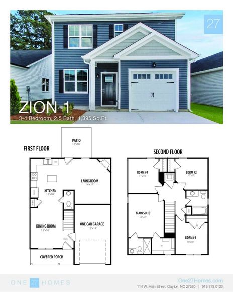 2D floor plan layout for the Zion by Solomon Home Builders in Ashcroft, Cleveland, NC (Image 3).