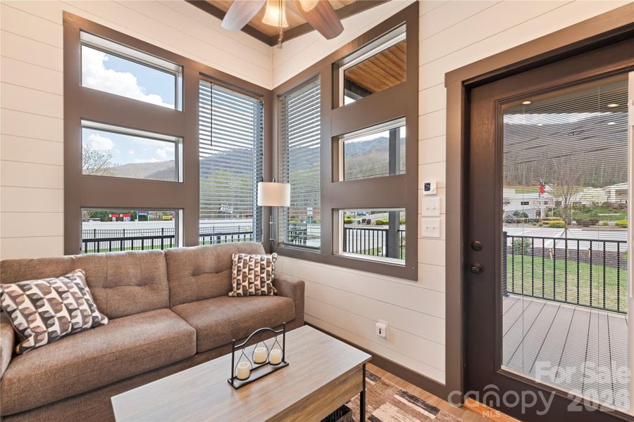 Exterior details and patio area of a home in , Maggie Valley (Image 14).