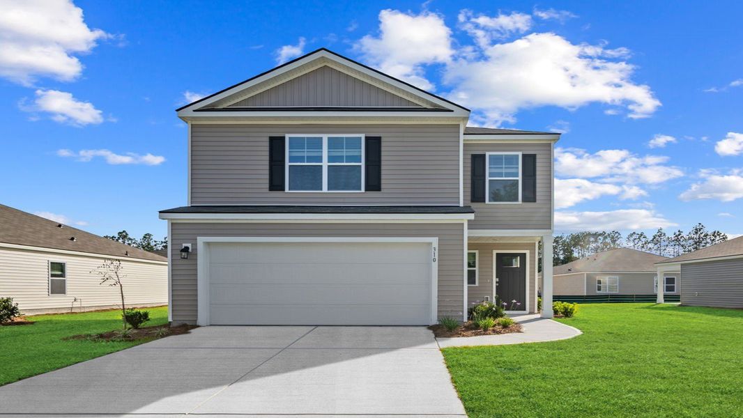 Front exterior of a new home in The Retreat at East Argent, Ridgeland, SC, highlighting curb appeal (Image 1). Front exterior of a new home in The Retreat at East Argent, Ridgeland, SC, highlighting curb appeal (Image 1).