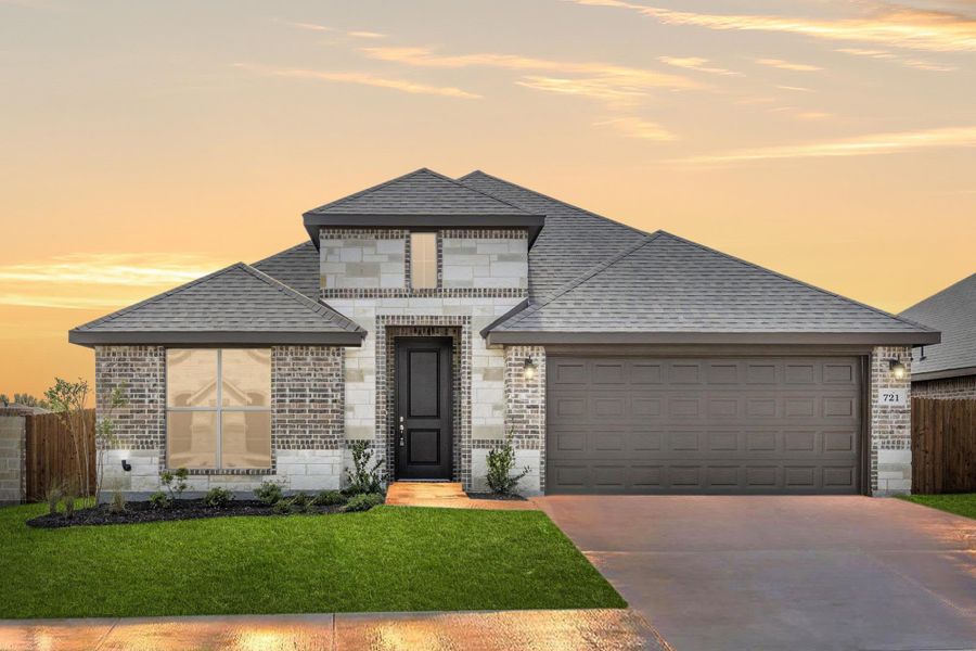 Elevation B with Stone | Concept 2186 at Chisholm Hills in Cleburne, TX by Landsea Homes