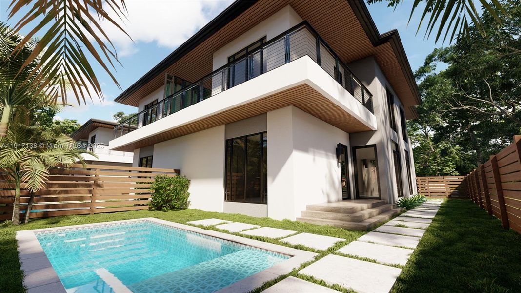 Exterior details and patio area of a home in , Miami (Image 9). Exterior details and patio area of a home in , Miami (Image 9).