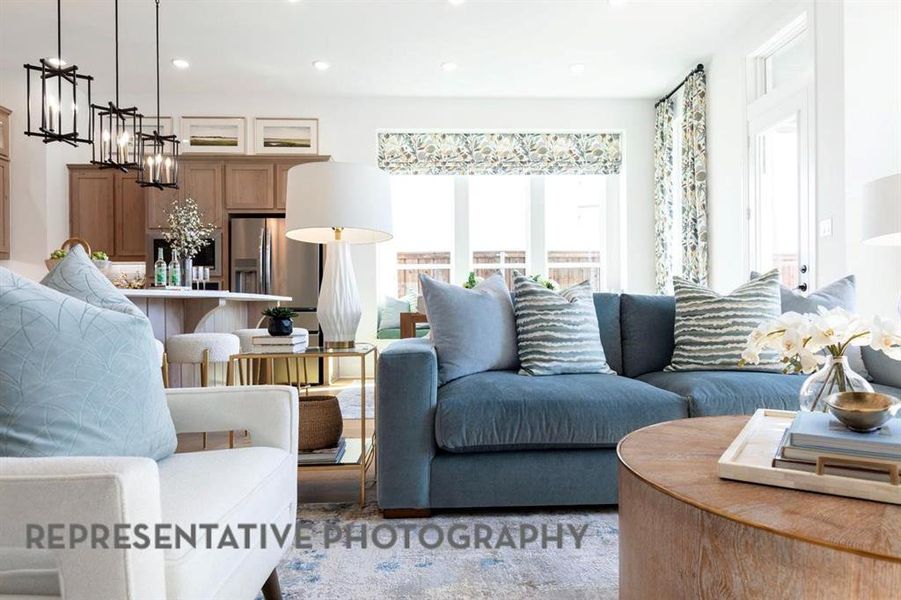 Living area featuring recessed lighting