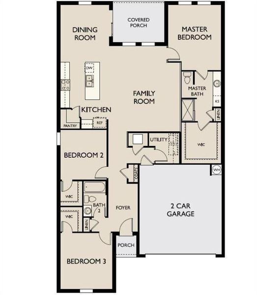2D floor plan layout of this home in Sunterra Lakes, Brookshire, TX (Image 3).
