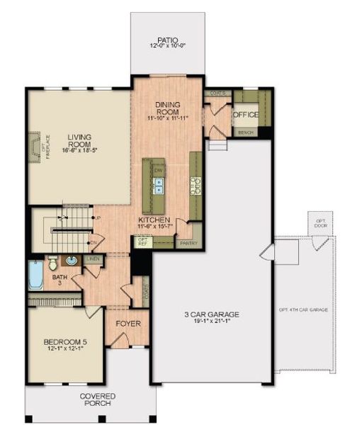 2D floor plan layout of this home in Country Club Reserve – Fort Collins, Fort Collins, CO (Image 3).