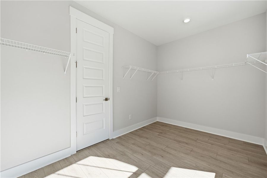 Ample wire shelving lines this functional walk-in