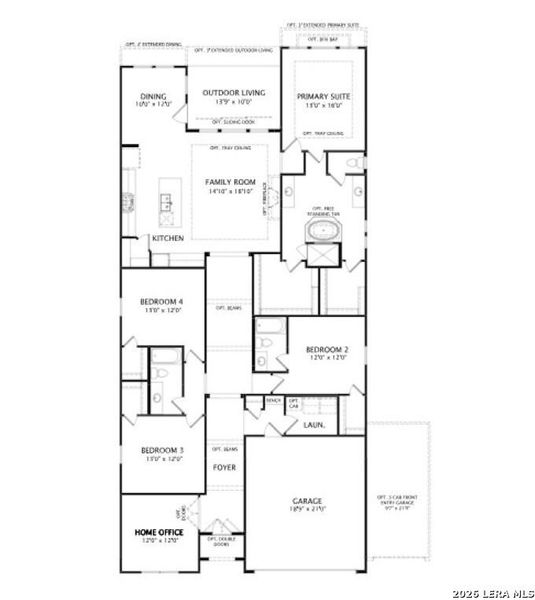 2D floor plan layout of this home in Ladera - 50s, San Antonio, TX (Image 4).