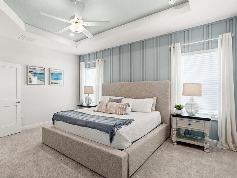 Luxurious features are found throughout, such as the tray ceiling in the owner`s suite - Shelby II by Highland Homes