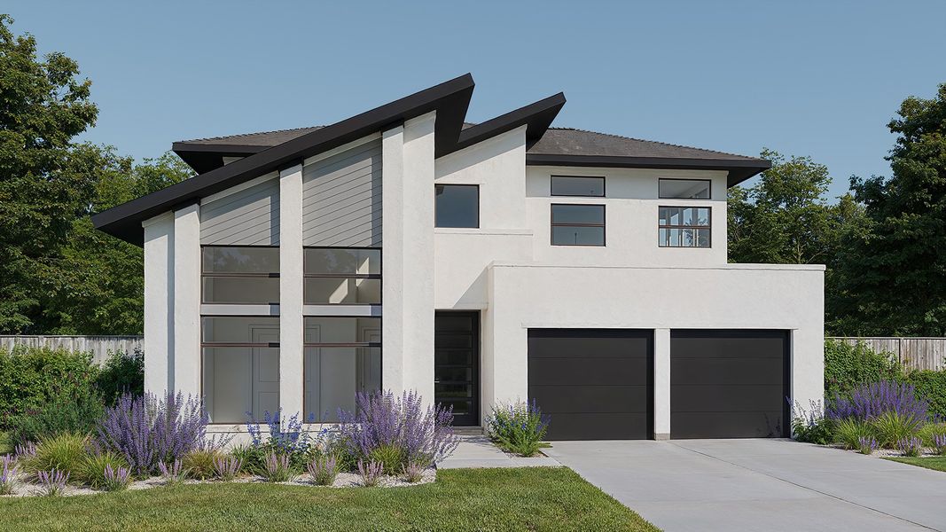 Representative exterior photo of a completed home built from the 2458E by Perry Homes in Veramendi, New Braunfels, TX (Image 10).