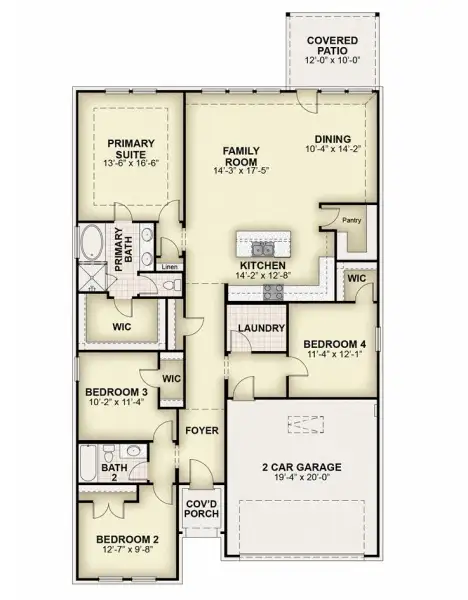 2D floor plan layout for the Liberty by Rockwell Homes in Wildflower Ranch, Justin, TX (Image 6).