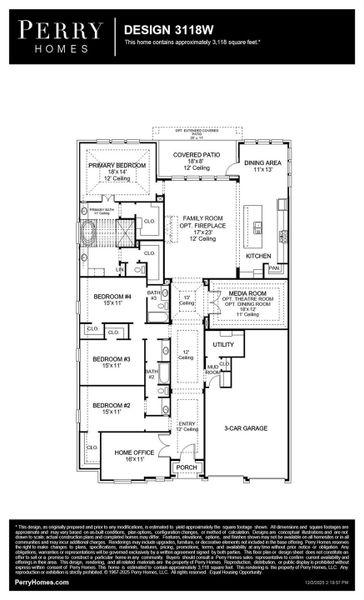 2D floor plan layout of this home in Parkside on the River West, Georgetown, TX (Image 2).