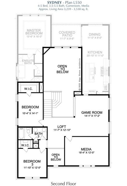 2D floor plan layout for the Sydney by Landon Homes in Fields - East Village, Frisco, TX (Image 4).