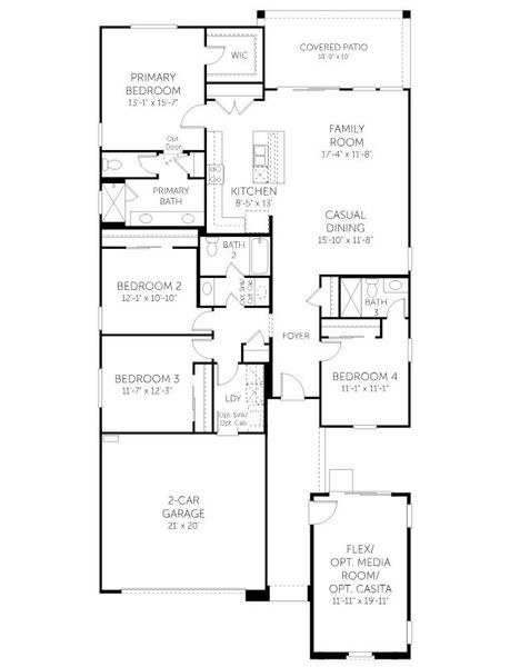 2D floor plan layout of this home in Apache Farms, Buckeye, AZ (Image 4).
