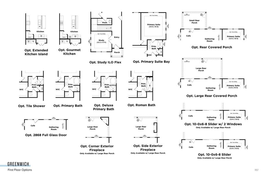2D floor plan layout for the Greenwich by DRB Homes in Weavers Pointe, Zebulon, NC (Image 7).
