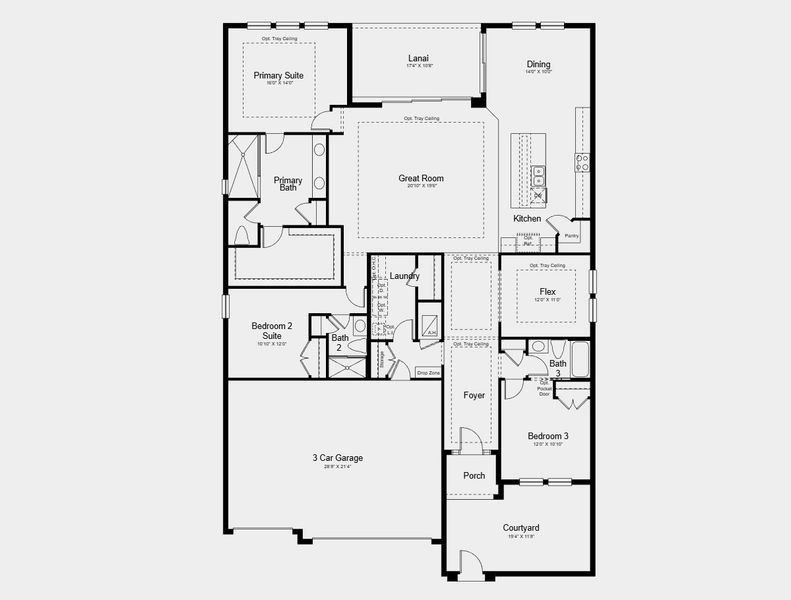 2D floor plan layout for the Cresta by Taylor Morrison in Esplanade at McKinnon Groves, Winter Garden, FL (Image 3).