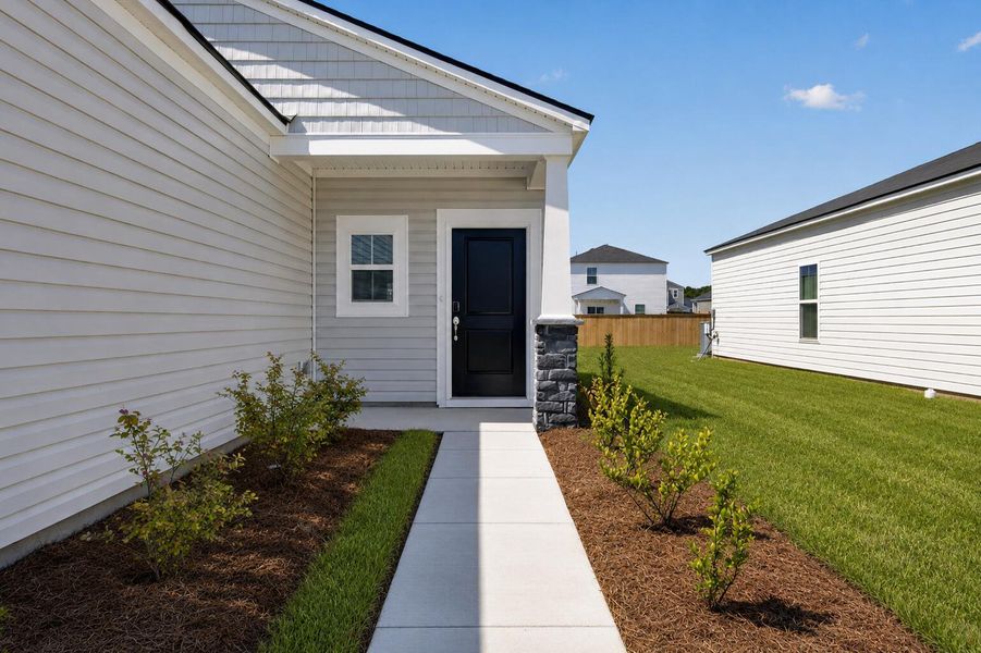Exterior details and patio area of a home in Lindera Preserve at Cane Bay Plantation, Summerville (Image 3). Exterior details and patio area of a home in Lindera Preserve at Cane Bay Plantation, Summerville (Image 3).