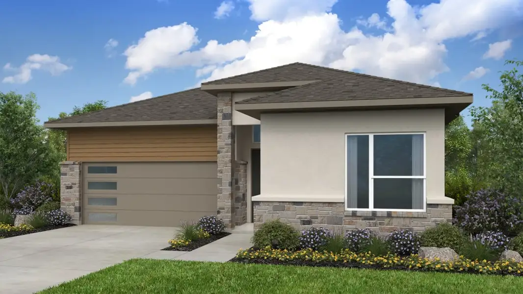 Representative exterior photo of a completed home built from the Guadalupe by Taylor Morrison in Eastwood, Manor, TX (Image 22).