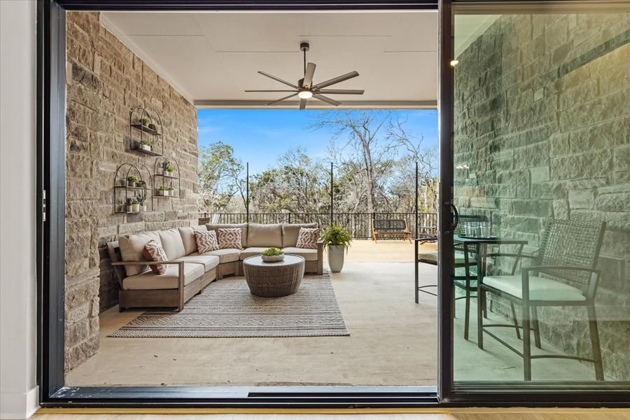 Exterior details and patio area of a home in 6 Creeks, Kyle (Image 22).