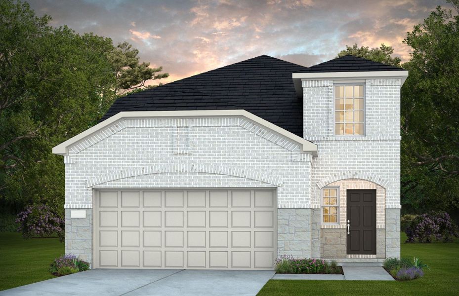 Representative exterior photo of a completed home built from the Fentress by Centex in Pinara Pines, Conroe, TX (Image 13). Representative exterior photo of a completed home built from the Fentress by Centex in Pinara Pines, Conroe, TX (Image 13).