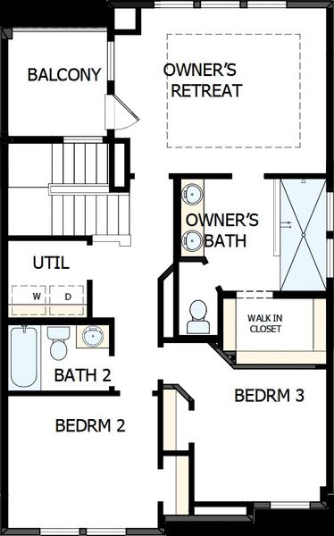 2D floor plan layout of this home in Trails at Waterside - Villas Series, Fort Worth, TX (Image 7).