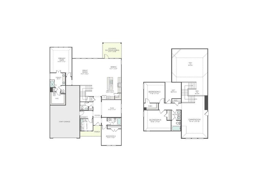 2D floor plan layout for the Ethan by Tri Pointe Homes in LaPrelle, Haslet, TX (Image 3). 2D floor plan layout for the Ethan by Tri Pointe Homes in LaPrelle, Haslet, TX (Image 3).