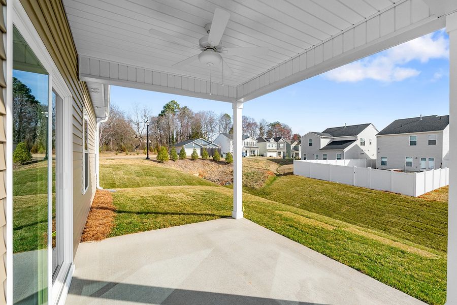 Exterior details and patio area of a home in Hanes Lake, Winston-Salem (Image 3).