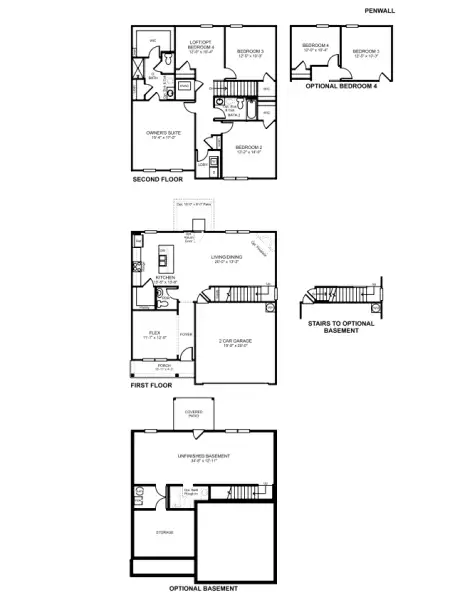 2D floor plan layout of this home in Lone Oaks Farm, Cleveland, TN (Image 2).