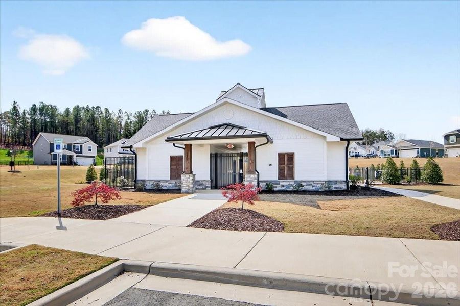 Pool clubhouse with restrooms.