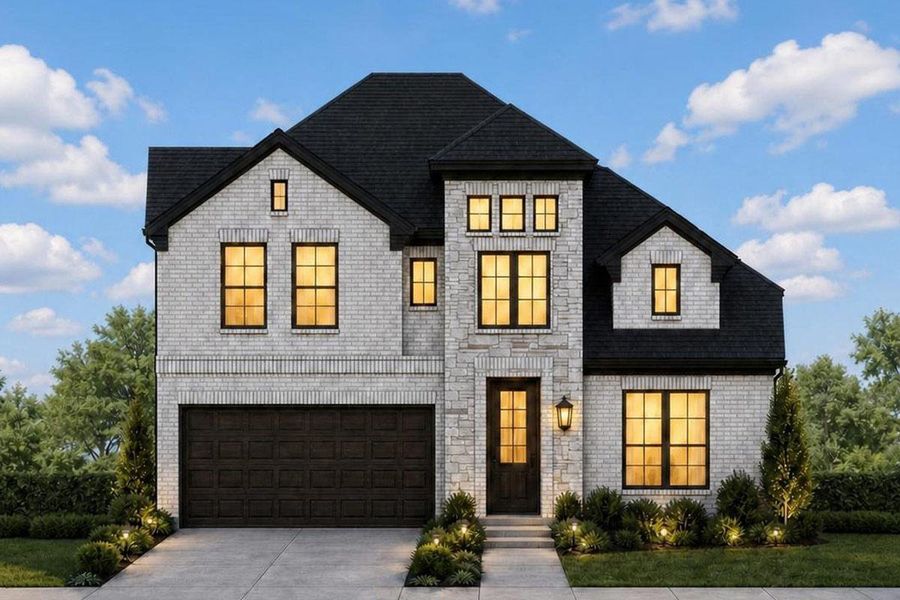 Representative exterior photo of a completed home built from the American Home - Executive Platinum by Grand Homes in Edgewater, Fate, TX (Image 7).