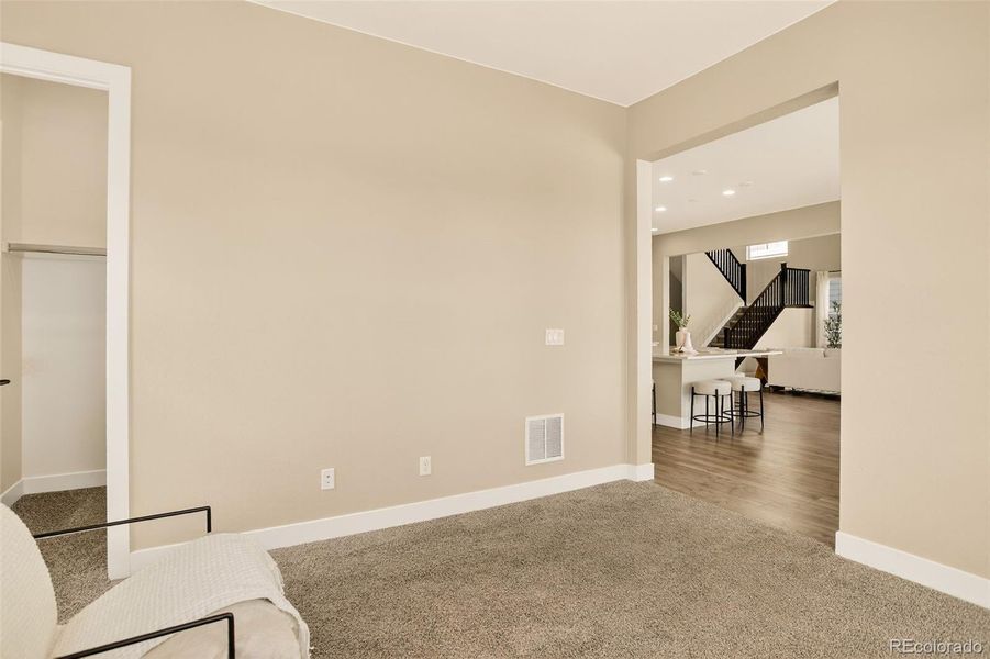 Flex space includes carpet and walk-in closet Flex space includes carpet and walk-in closet