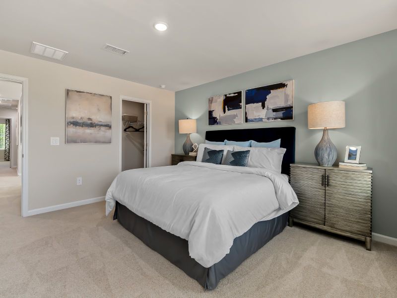 Furnished interior view inside a new home in Cadence Meadows Townes, Zebulon (Image 16). Furnished interior view inside a new home in Cadence Meadows Townes, Zebulon (Image 16).