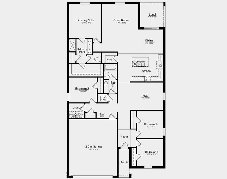 2D floor plan layout for the Hawk by Taylor Morrison in Westview, Poinciana, FL (Image 3).