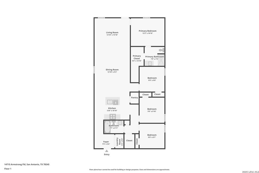 2D floor plan layout of this home in Stonehill, San Antonio, TX (Image 4).