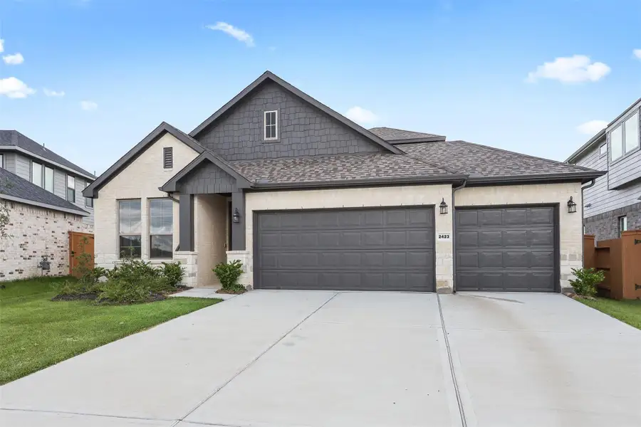Front exterior of a new home in , Texas City, TX, highlighting curb appeal (Image 2). Front exterior of a new home in , Texas City, TX, highlighting curb appeal (Image 2).