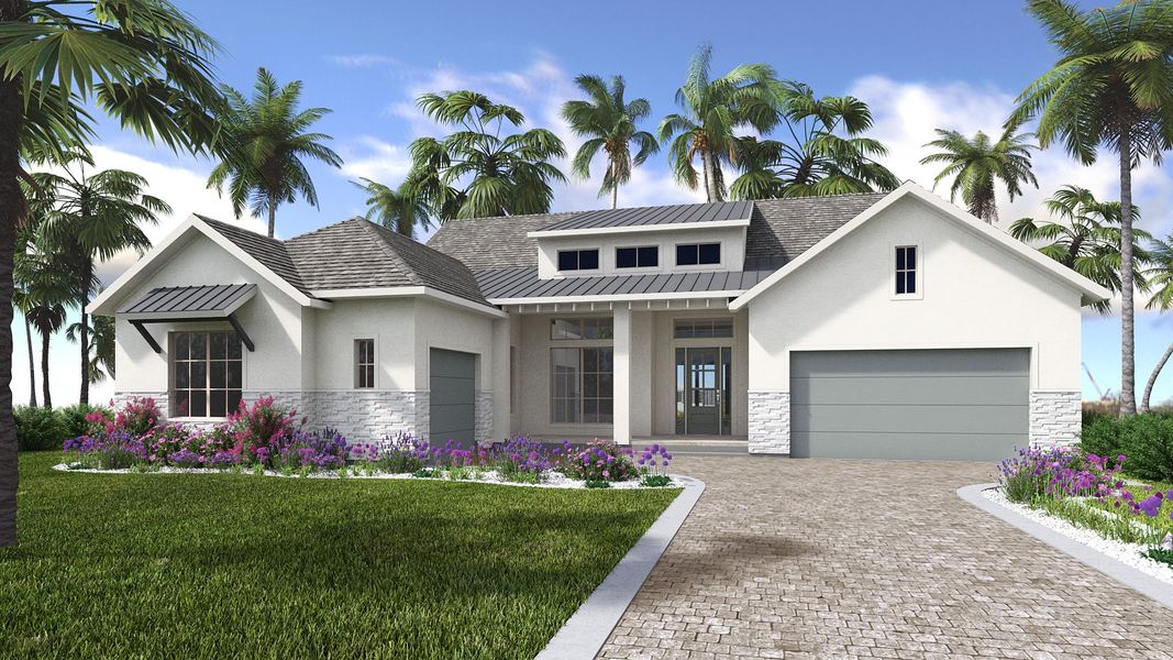 Representative exterior photo of a completed home built from the 2527F by Perry Homes in Southern Hills 80', Brooksville, FL (Image 2).