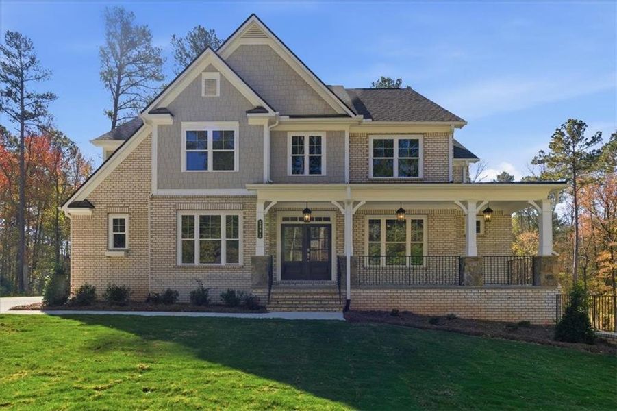 Front exterior of a new home in Ford Landing, Acworth, GA, highlighting curb appeal (Image 1).