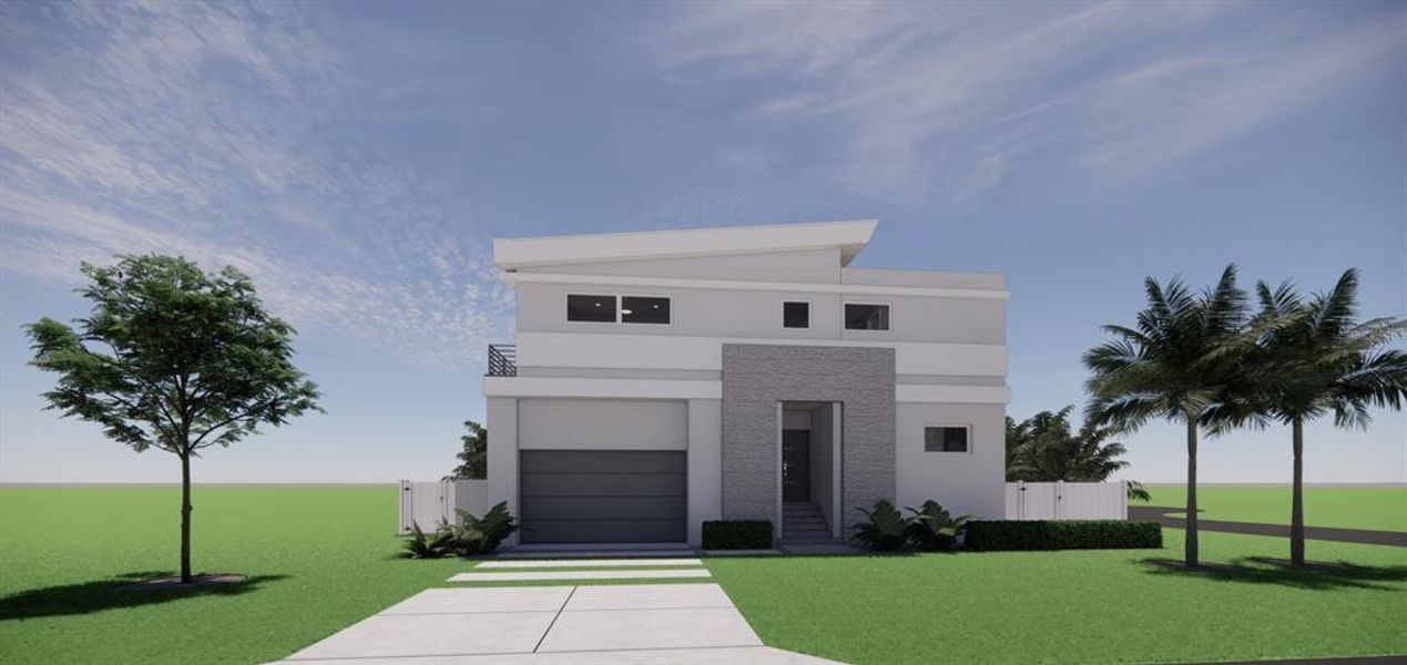 Front exterior of a new home in , Longboat Key, FL, highlighting curb appeal (Image 1). Front exterior of a new home in , Longboat Key, FL, highlighting curb appeal (Image 1).