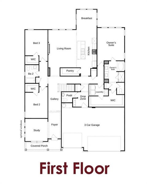 2D floor plan layout of this home in Fowler Farms, Auburn, GA (Image 4).