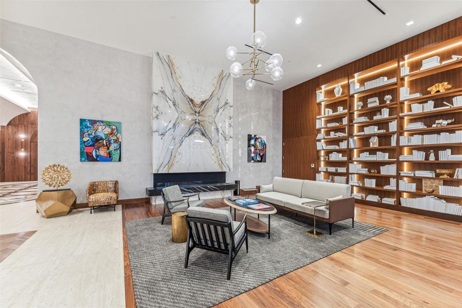 Residents of The Allen also enjoy access to The Thompson Hotel. This photo showcases the hotel’s stunning lobby. Residents of The Allen also enjoy access to The Thompson Hotel. This photo showcases the hotel’s stunning lobby.