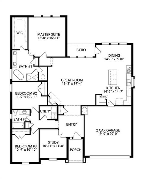 2D floor plan layout of this home in Sheppard's Place, Waxahachie, TX (Image 3).