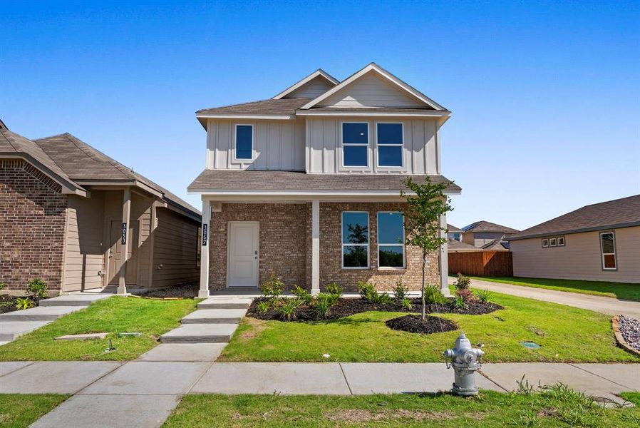 Front exterior of a new home in Orchard Village, Fort Worth, TX, highlighting curb appeal (Image 20).