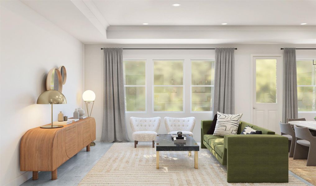 Cozy great room (*Artist rendering used for illustration purposes only.) Cozy great room (*Artist rendering used for illustration purposes only.)