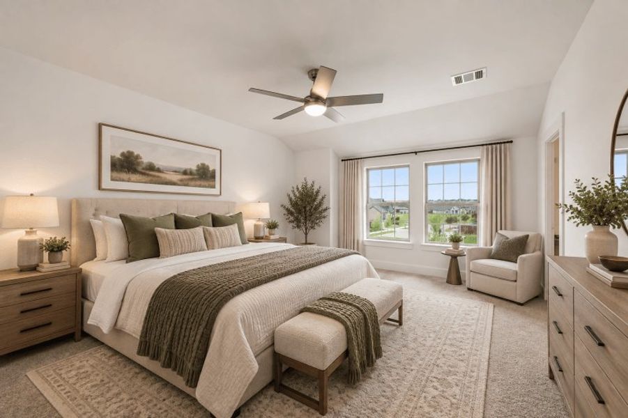 Representative furnished interior of a home built from the Jenna Modern by Cadence Homes in Pecan Square, Northlake (Image 6).