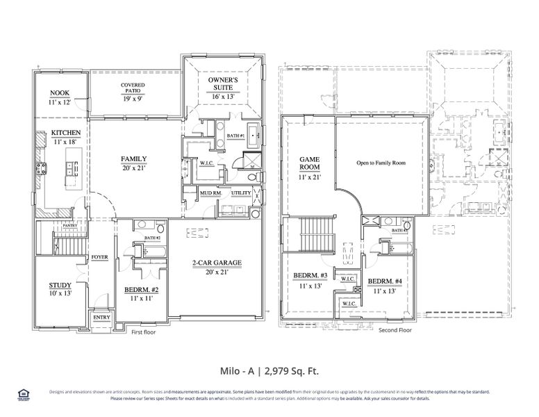 2D floor plan layout for the Milo by Our Country Homes in Lakes of River Trails, Richland Hills, TX (Image 3).