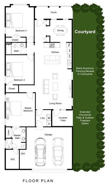 2D floor plan layout for the The Claiborne by Greentech Homes LLC in Nature's Cove, Ooltewah, TN (Image 3).