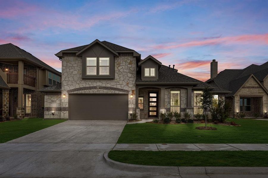 Front exterior of a new home in Liberty, Melissa, TX, highlighting curb appeal (Image 2).