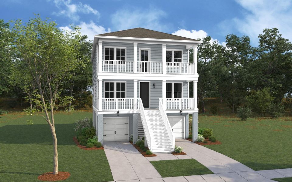 Front exterior of a new home in Waterloo Estates, Johns Island, SC, highlighting curb appeal (Image 2).