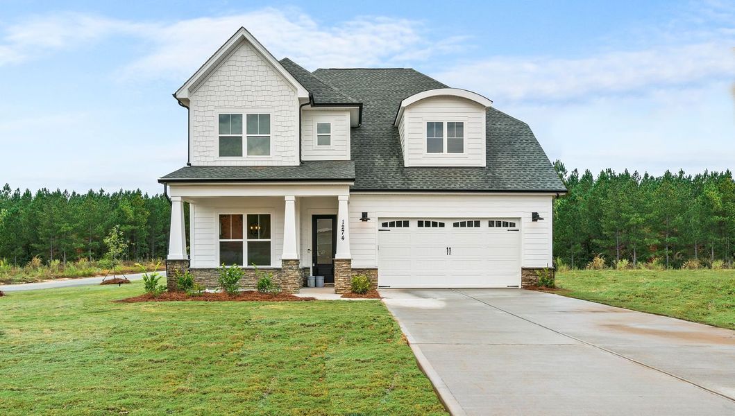 Representative exterior photo of a completed home built from the Bethpage by Greybrook Homes in Shepherds Trace, Clover, SC (Image 1). Representative exterior photo of a completed home built from the Bethpage by Greybrook Homes in Shepherds Trace, Clover, SC (Image 1).