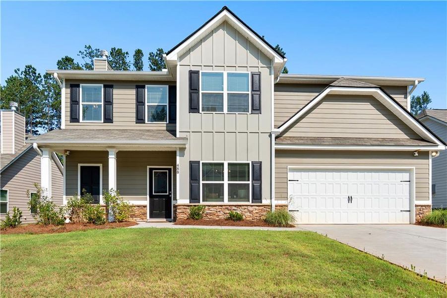 Front exterior of a new home in , Villa Rica, GA, highlighting curb appeal (Image 26). Front exterior of a new home in , Villa Rica, GA, highlighting curb appeal (Image 26).